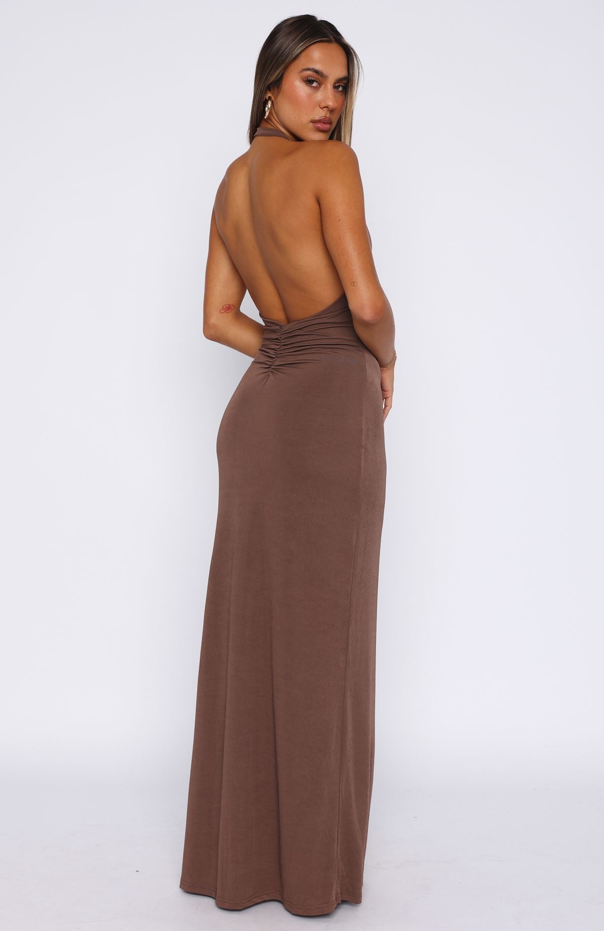 Written in The Stars Halter Maxi Dress Chocolate