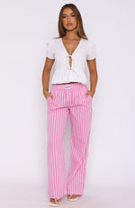 Wondering About You Striped Pants Pink