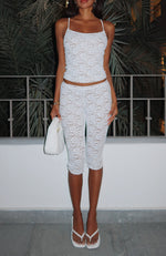 Vibe With Me Lace Capri Pants White