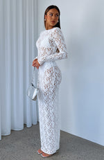 Vintage Love Long Sleeve Lace Maxi Dress White