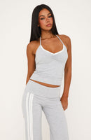 Wandering Off Halter Tank Top Grey Marle