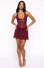 Diamonds Are Forever Mini Dress Burgundy