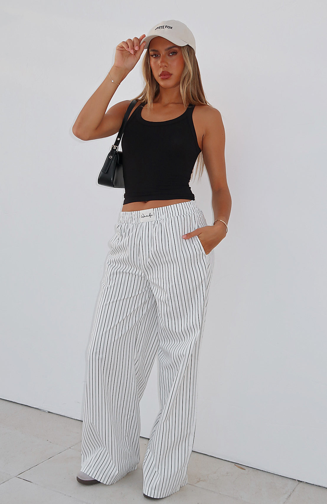 White striped fashion pants