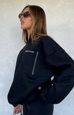 Where Did You Go Zip Front Sweater Black