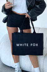 White Fox Tote Bag Black