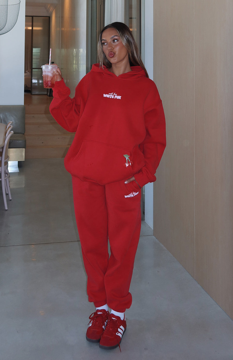 With Love In The Moment Oversized Hoodie Red