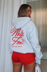 With Love & Kisses Oversized Hoodie Dark Grey Marle | White