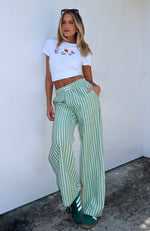 Wondering About You Striped Pants Green