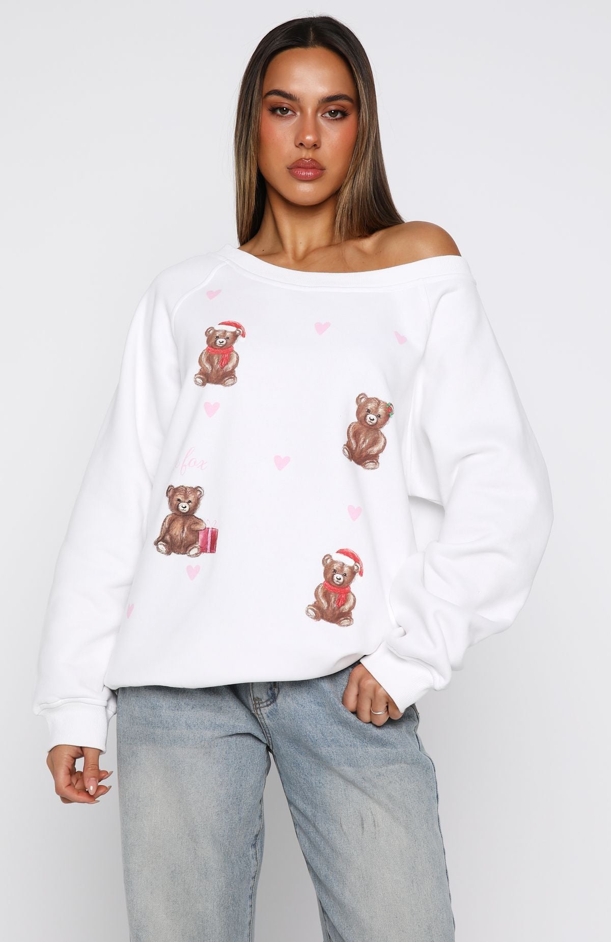 Cuddly Christmas Off Shoulder Sweater White | White Fox Boutique US