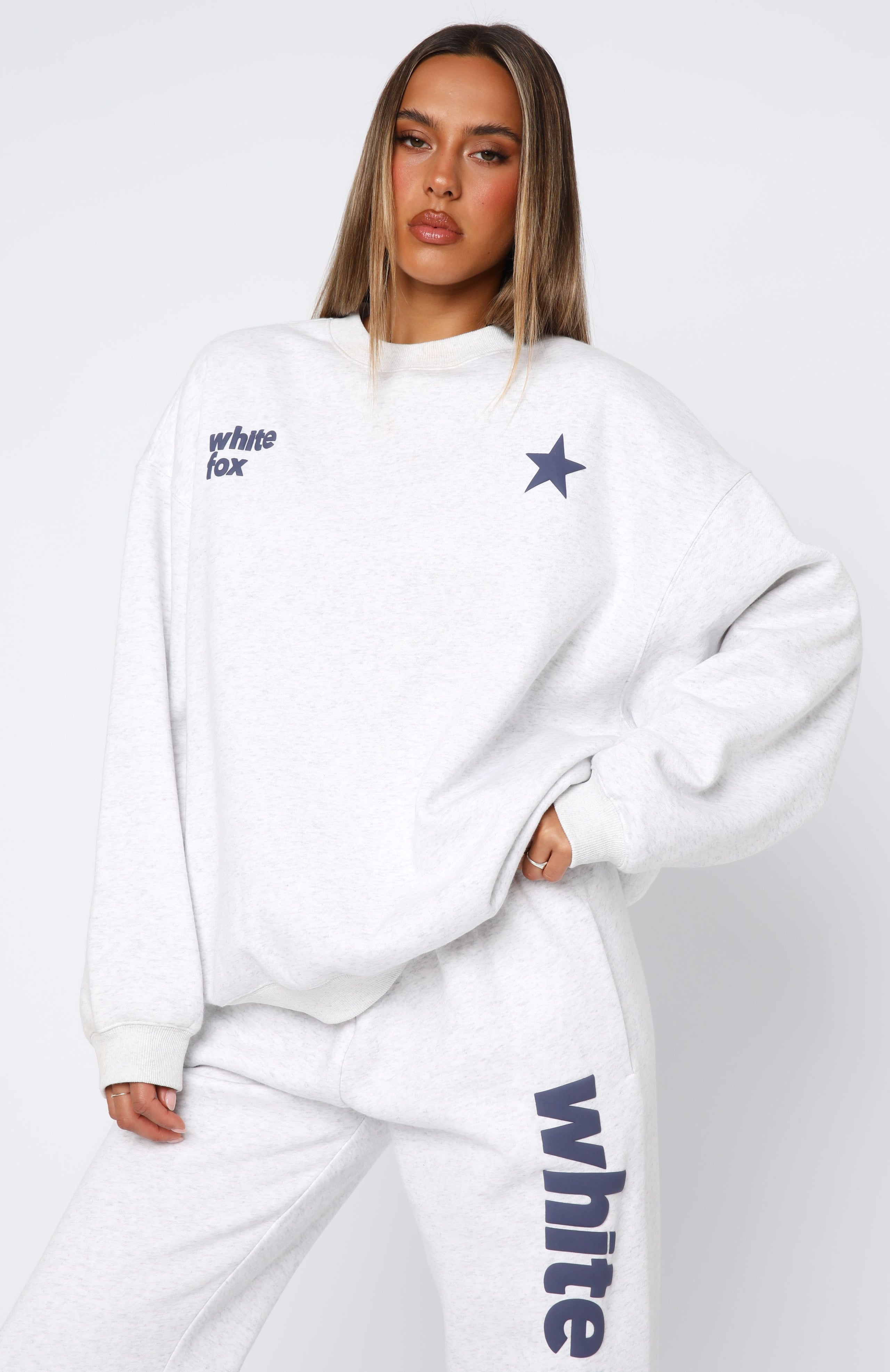 From The Archives Freya Oversized Sweater Grey Marle | White