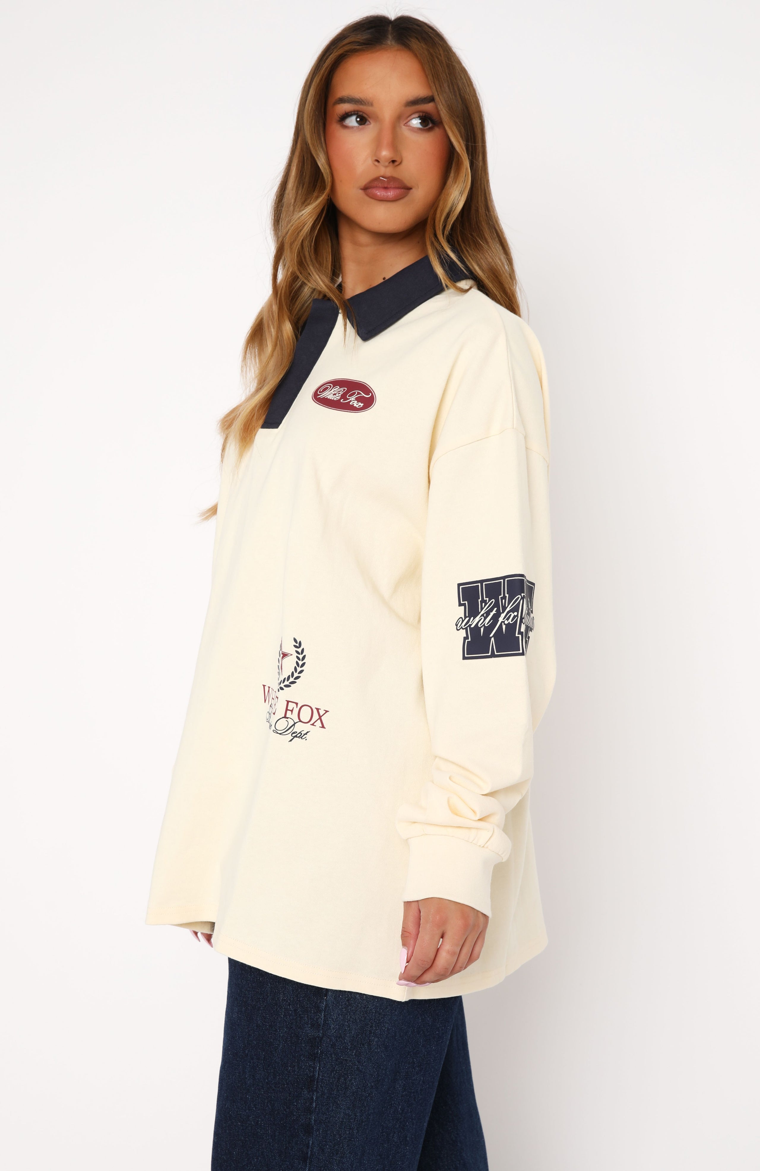 Only Time Will Tell Oversized Long Sleeve Tee Cream | White Fox