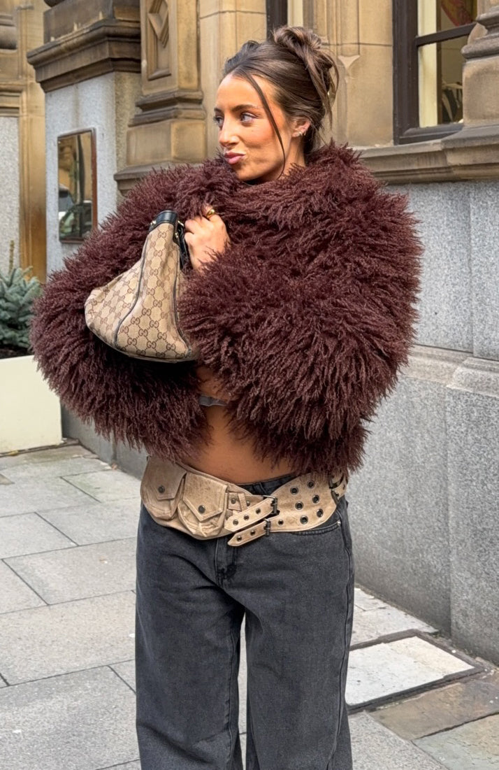 Weekend Away Faux Fur Jacket Chocolate | White Fox Boutique US