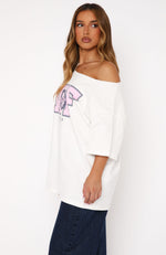 Your Favourite View Off Shoulder Oversized Tee White