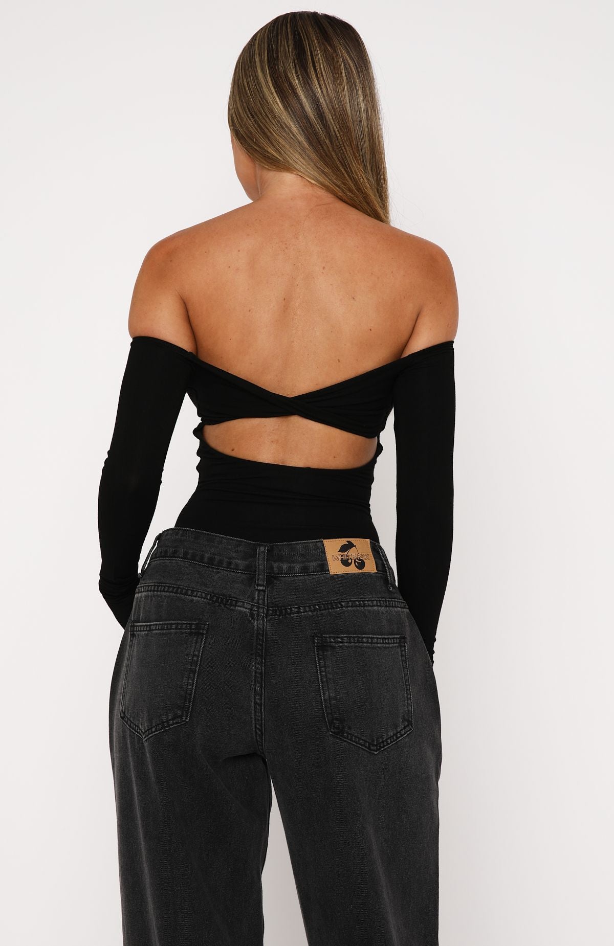 Confidence Check Long Sleeve Bodysuit Black | White Fox