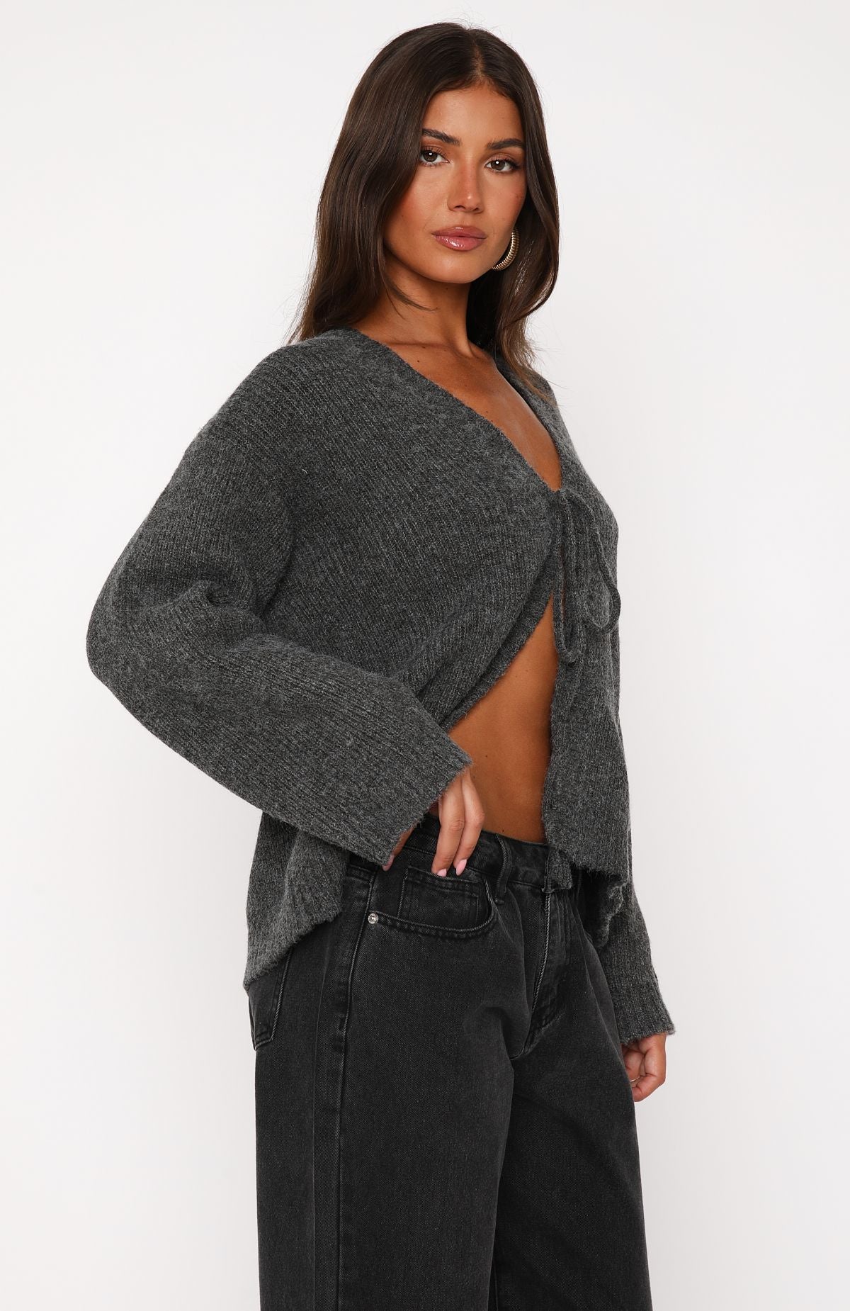 ★FOXY★ダークグレーニットガウン Flashback Knit Cardigan Charcoal | White Fox Boutique US