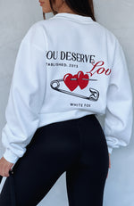 You Deserve Love Oversized Sweater White