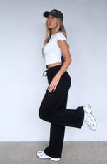 You'd Love It Here Wide Leg Sweatpants Black