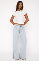 Summer Mid Rise Wide Leg Jeans Glacier Blue