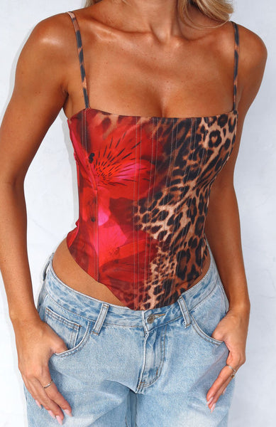 You'll Be Ok Bustier Leopard Bloom | White Fox Boutique US