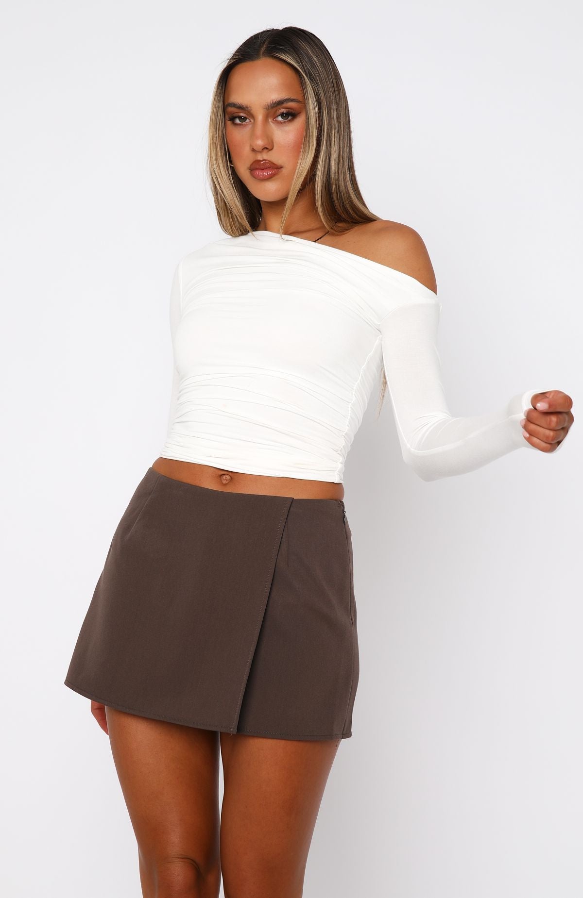 Hear Me Now Mini Skort Chocolate | White Fox Boutique US