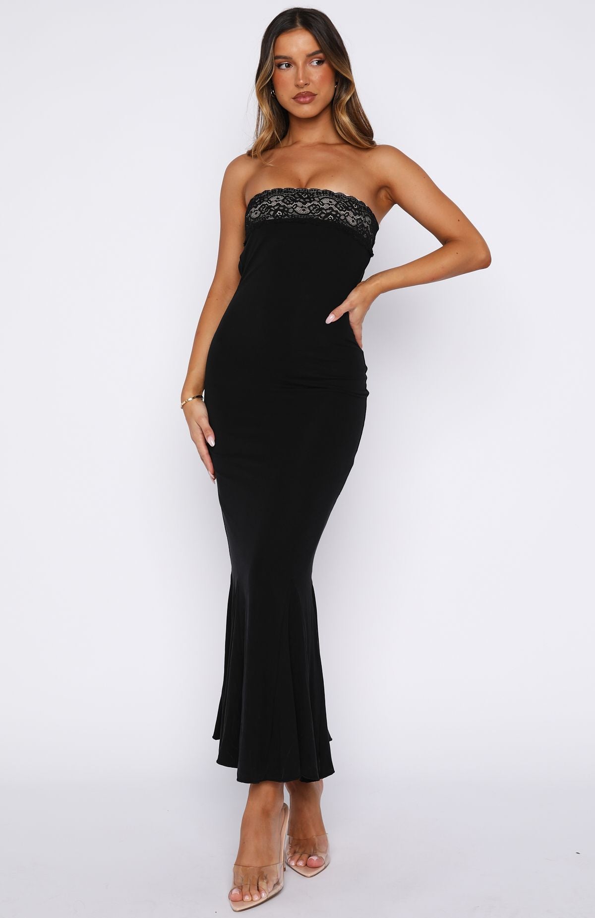 Pearl And Prosecco Midi Dress Black | White Fox Boutique US