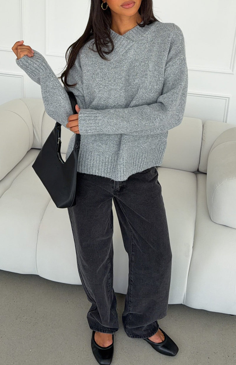 Adelaide Knit Sweater Grey Marle