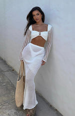 Attract It Crochet Maxi Skirt Off White