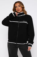 Sign Me Up Zip Front Sweater Black