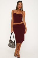 Be Simple Midi Skirt Burgundy