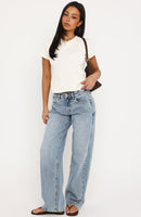 Bring The Style Low Rise Wide Leg Jeans Vintage Ice Blue Wash
