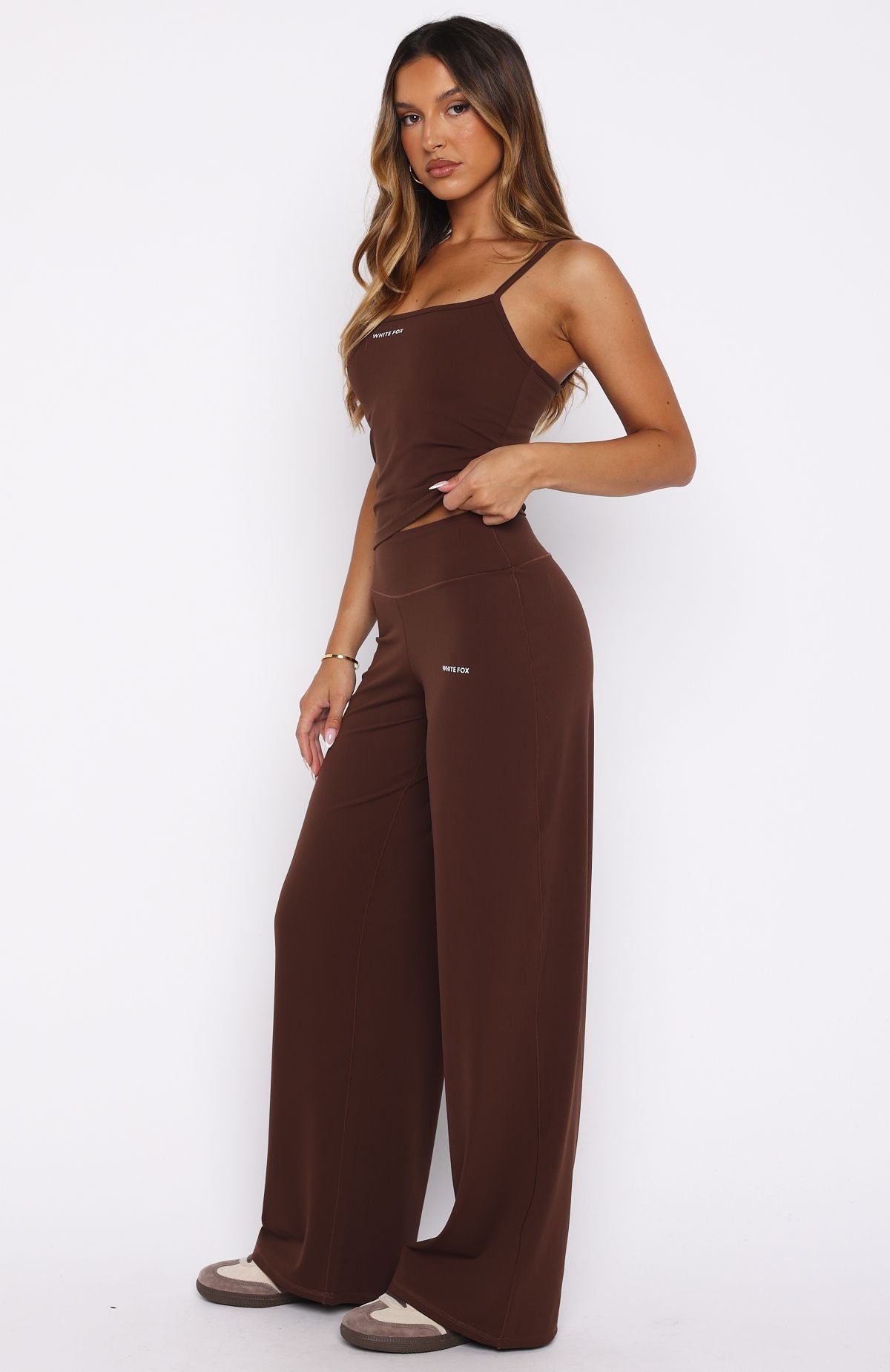 Core Strengths Wide Leg Pants Chocolate | White Fox Boutique US