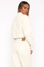 Leah Cropped Denim Jacket Cream