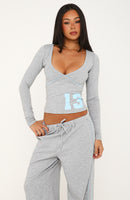 Can't Help The Feeling Long Sleeve Top Grey Marle