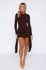 Love Game Long Sleeve Mini Dress Chocolate