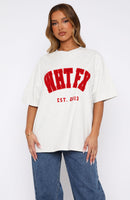 Give It Away Oversized Tee Grey Marle/Red