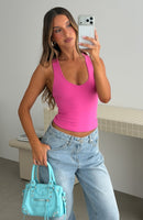Deserve More V Neck Racer Back Tank Bubblegum Pink