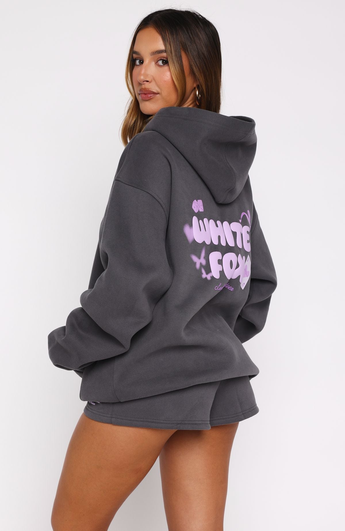 Lucky Thirteen Stephanie Oversized Hoodie Volcanic | White Fox