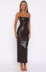 Forever Wanting PU Midi Dress Chocolate | White Fox Boutique US