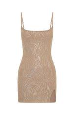 Timeless Passion Embellished Mini Dress Champagne | White Fox Boutique US