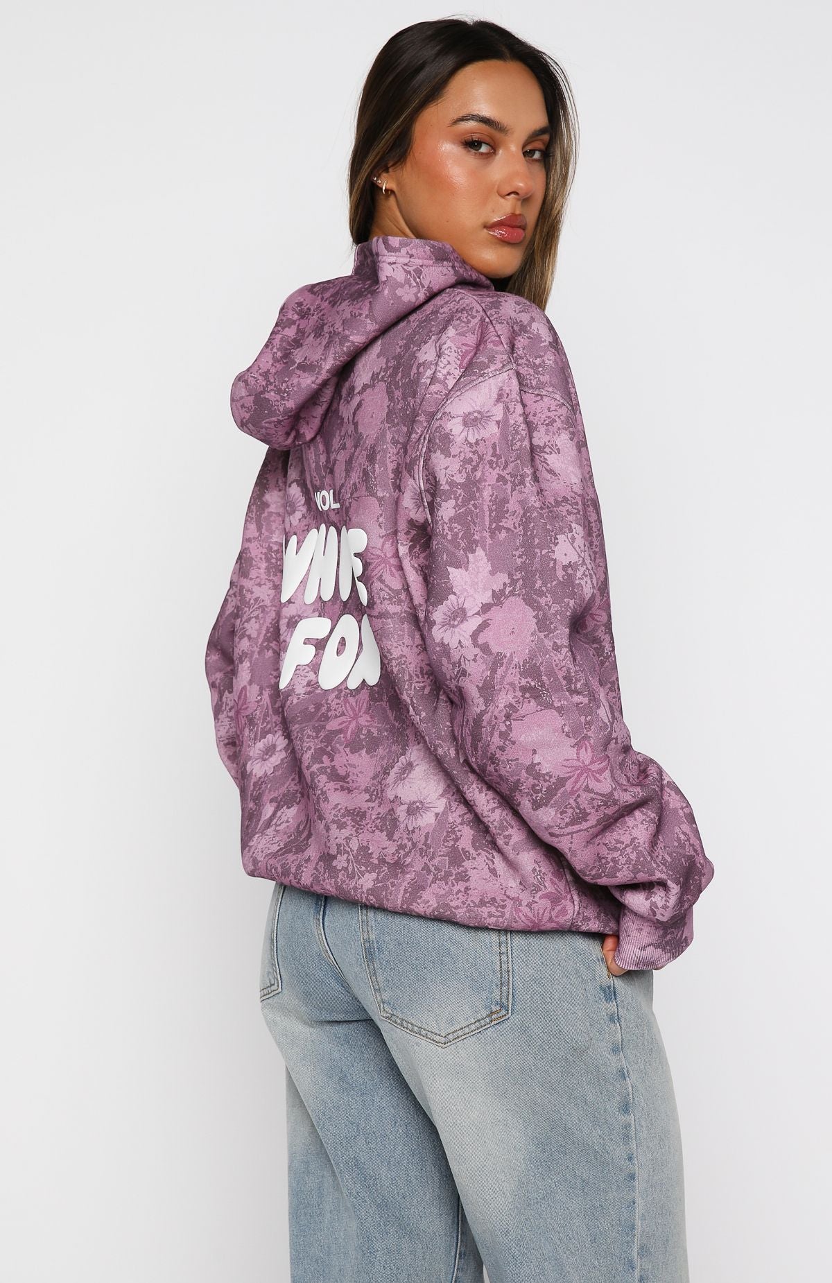 foxey♡ Offstage Printed Oversized Hoodie Berry Floral | White Fox Boutique US