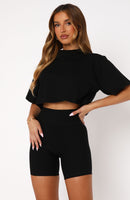 Home Stretch Oversized Cropped Tee Black