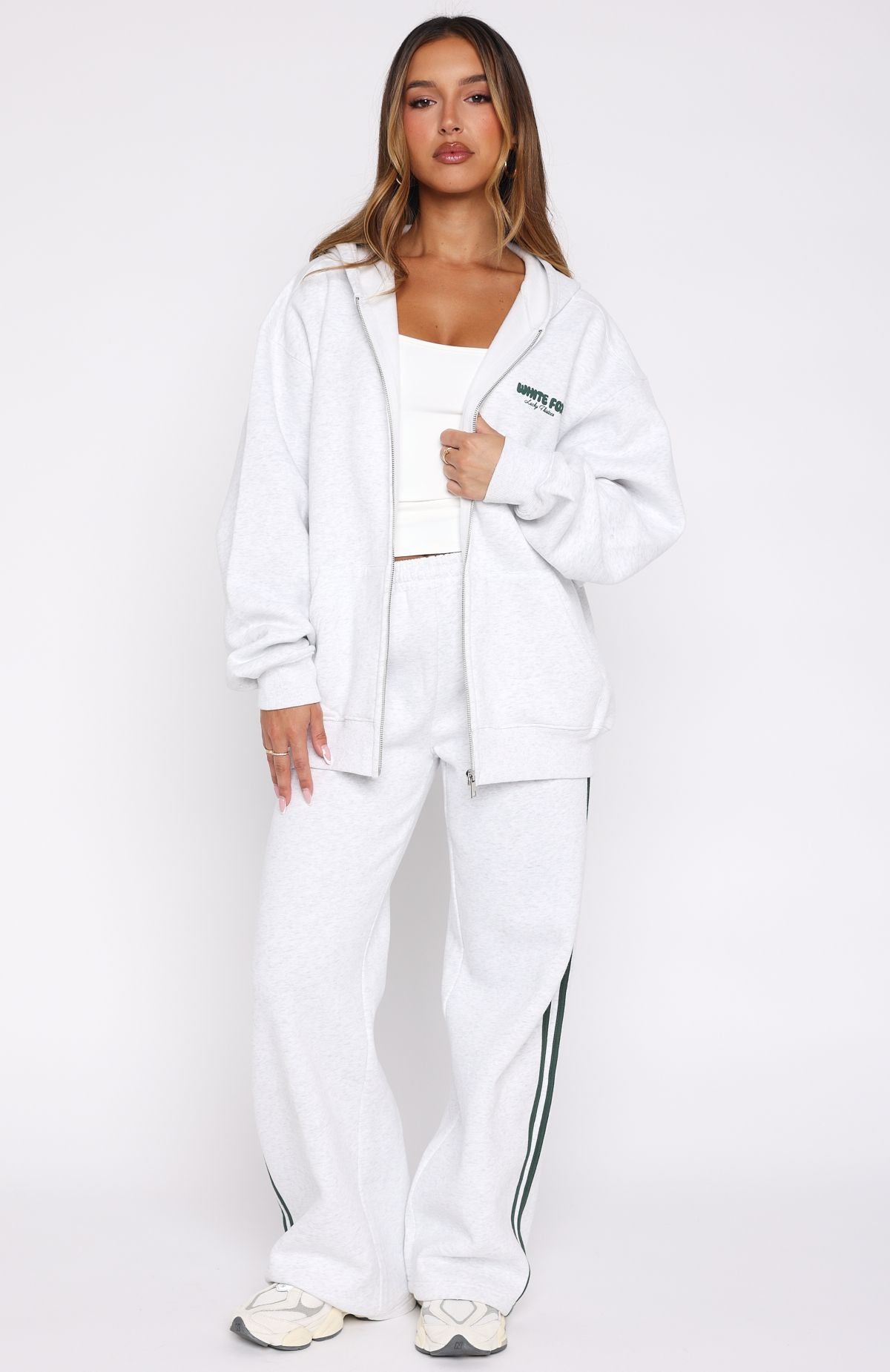 Lucky Thirteen Charise Wide Leg Sweatpants Grey Marle | White Fox