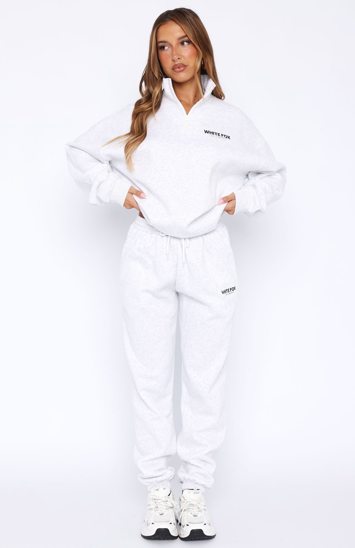 Core Essentials Zip Sweater Grey Marle | White Fox Boutique US