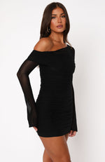 I Feel Love Long Sleeve Mini Dress Black