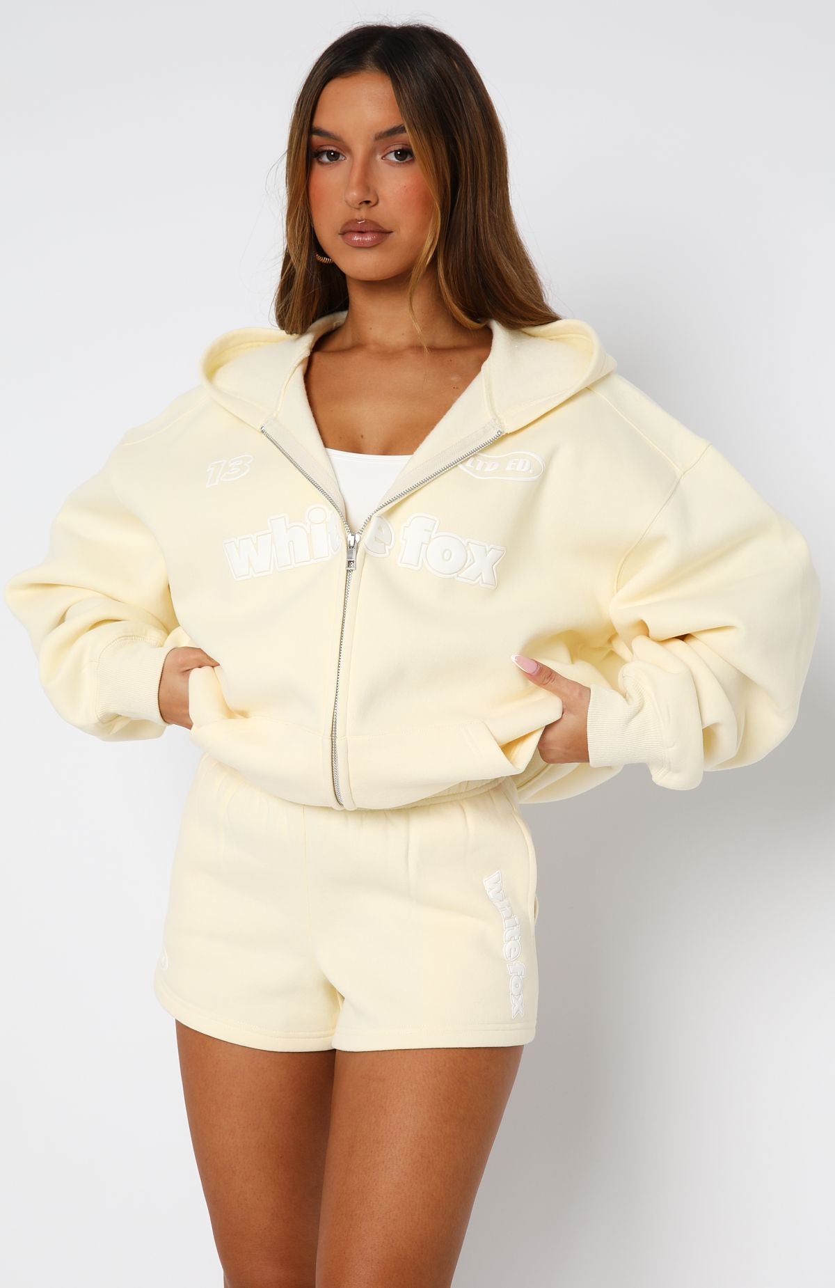 Ready To Go Zip Front Hoodie Lemon | White Fox Boutique US