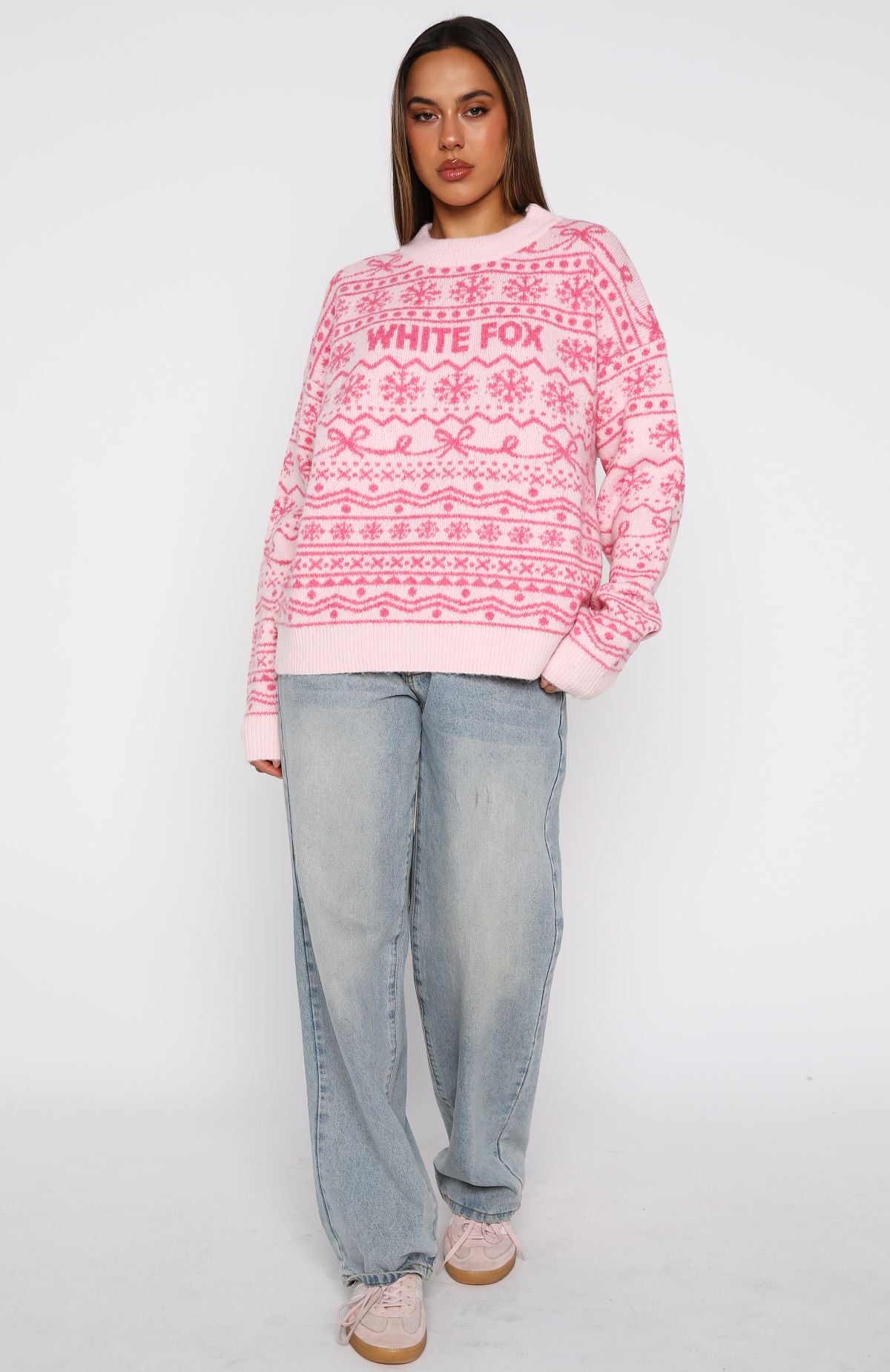 Arctic Fire Knit Sweater Baby Pink | White Fox Boutique US