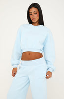 Give You A Break Cropped V Neck Boxy Sweater Baby Blue