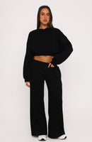 Give You A Break Wide Leg Sweatpants Black