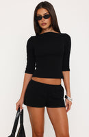 Always Choose You Boat Neck 3/4 Sleeve Top Black