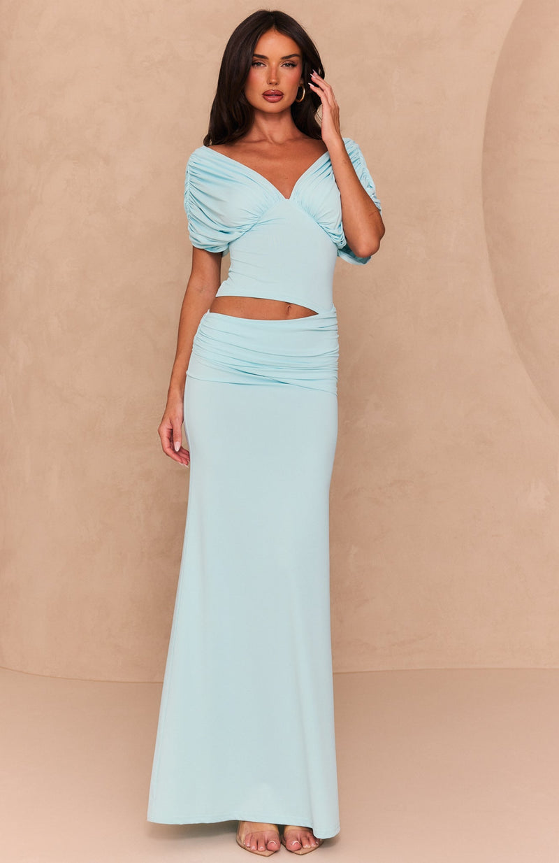 I'm Your Girl Off Shoulder Maxi Dress Aqua